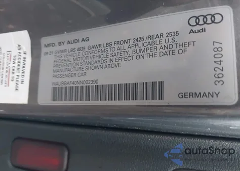 2022 Audi A4 Premium Plus 40 Tfsi Quattro S Tronic from USA, damaged, VIN WAUBBAF40NN002390